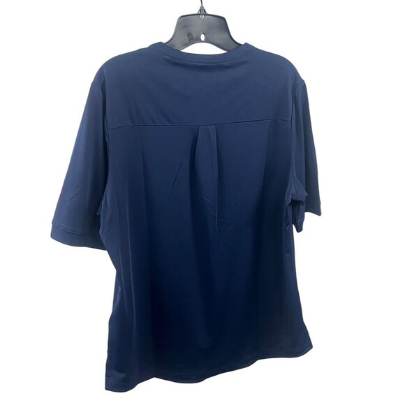 Knoss NWT Womens Shadow Stripe Performance Top L Night Navy Casual Relaxed Fit - Picture 2 of 4